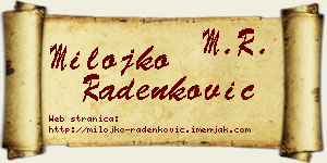 Milojko Radenković vizit kartica